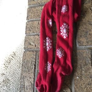 Thick red snowflake sweater tights